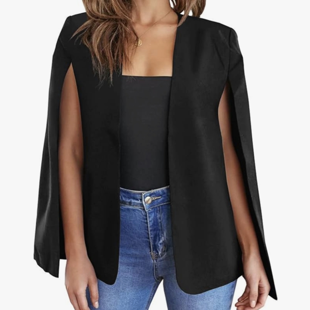 Cape Blazer - Split Sleeve Open Front Casual Elegant Jacket Coat Workwear